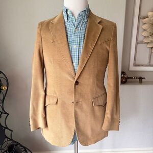 Farah Texas  Jacket Men's Tan Corduroy Western Blazer Size 36R